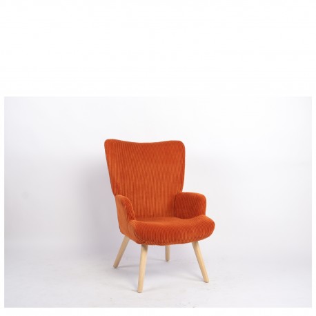 14770091 Πολυθρόνα ArteLibre LIRA Σάπιο Μήλο Ύφασμα Κοτλέ/Ξύλο 94.5x64x70.5cm Κόκκινο/Σάπιο Μήλο