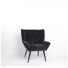 14770096 Πολυθρόνα ArteLibre TIVA Μαύρο Ύφασμα Σενίλ/Μέταλλο 84x78x77cm Μαύρο