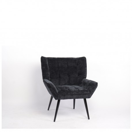 14770096 Πολυθρόνα ArteLibre TIVA Μαύρο Ύφασμα Σενίλ/Μέταλλο 84x78x77cm Μαύρο