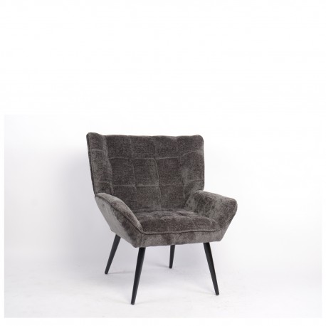 14770097 Πολυθρόνα ArteLibre TIVA Γκρι Σκούρο Ύφασμα Σενίλ/Μέταλλο 84x78x77cm Γκρι