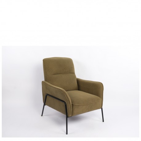 14770109 Πολυθρόνα ArteLibre ELAN Πράσινο Ύφασμα Κοτλέ/Μέταλλο 94x77x82cm Πράσινο