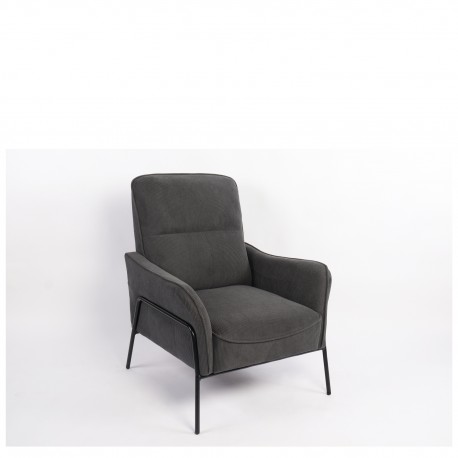 14770111 Πολυθρόνα ArteLibre ELAN Γκρι Σκούρο Ύφασμα Κοτλέ/Μέταλλο 94x77x82cm Γκρι