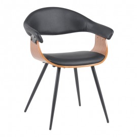 332-000024 Πολυθρόνα Austen pakoworld PU μαύρο-ξύλο καρυδί-μέταλλο μαύρο 58x55x77εκ