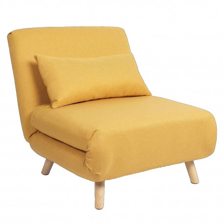 14770077 Πολυθρόνα Κρεβάτι ArteLibre VERA Κίτρινο Ύφασμα/Ξύλο 79x80x89cm Κίτρινο