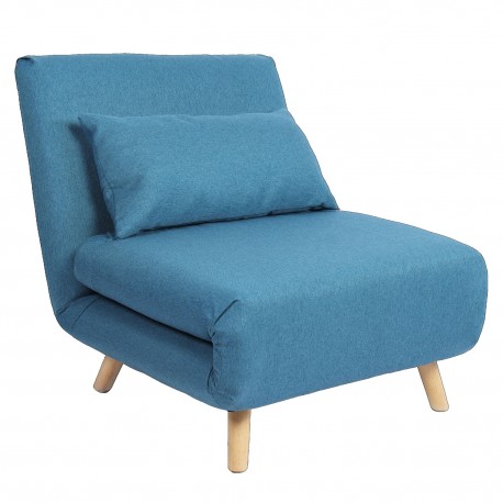 14770078 Πολυθρόνα Κρεβάτι ArteLibre VERA Μπλε Ύφασμα/Ξύλο 79x80x89cm Μπλε