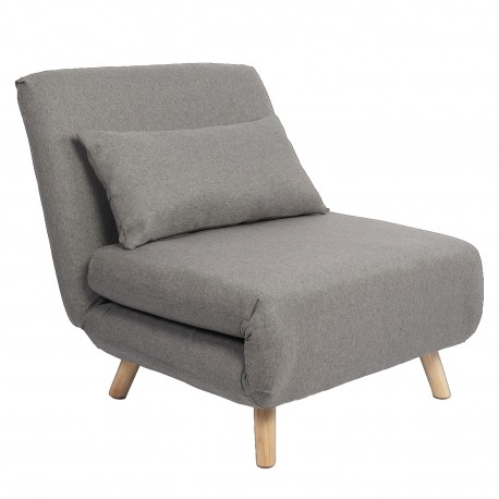 14770079 Πολυθρόνα Κρεβάτι ArteLibre VERA Γκρι Ανοιχτό Ύφασμα/Ξύλο 79x80x89cm Γκρι