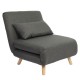14770080 Πολυθρόνα Κρεβάτι ArteLibre VERA Γκρι Σκούρο Ύφασμα/Ξύλο 79x80x89cm Γκρι