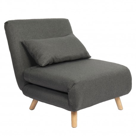 14770080 Πολυθρόνα Κρεβάτι ArteLibre VERA Γκρι Σκούρο Ύφασμα/Ξύλο 79x80x89cm Γκρι