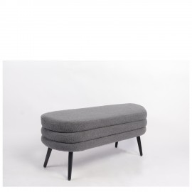 14770101 Παγκάκι Ottoman ArteLibre TONDO Γκρι Ύφασμα Teddy/Μέταλλο 42x112x44cm Γκρι