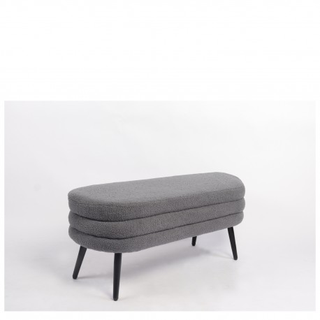 14770101 Παγκάκι Ottoman ArteLibre TONDO Γκρι Ύφασμα Teddy/Μέταλλο 42x112x44cm Γκρι