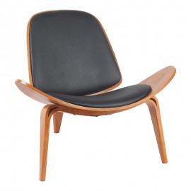 332-000026 Πολυθρόνα Vilma pakoworld PU μαύρο- plywood καρυδί 90x76.5x74.5εκ