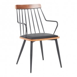 332-000032 Πολυθρόνα Posse pakoworld μέταλλο μαύρο-καρυδί ξύλο-μαύρο pu 52x59x83εκ