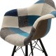 029-000064 Πολυθρόνα Julita pakoworld ύφασμα patchwork μπλε γκρι-μαύρο πόδι