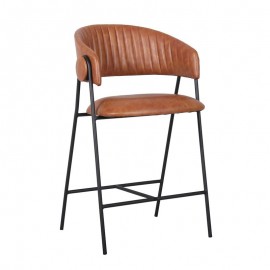 ΕΜ7101,1 ALFRED Σκαμπό BAR Μέταλλο Βαφή Μαύρο, PU Camel