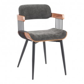 332-000029 Πολυθρόνα Cameo pakoworld μέταλλο μαύρο-καρυδί ξύλο-ανθρακί ύφασμα 53x49.5x75.5εκ