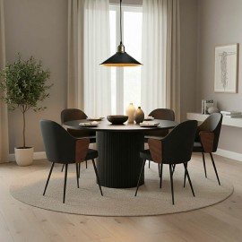 029-000356 Τραπέζι Karulo pakoworld mdf σε μαύρη απόχρωση Φ120x76εκ