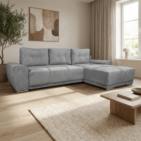 0011.MS18LGDX Havana-M Γωνιακός καναπές κρεβάτι με αποθηκευτικό χώρο 270x181x89εκ. Γκρι Ανοιχτό Δεξιά Γωνία Γκρι Ανοιχτό