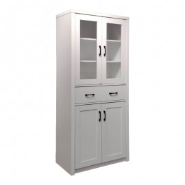 049-000117 Βιτρίνα-ντουλάπα Nisso pakoworld σε λευκή απόχρωση 80x40x183.5εκ