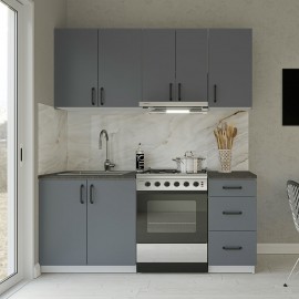 GR-SAMOSMODA Κουζίνα Samos Modest 5 Τεμαχίων Ανθρακί