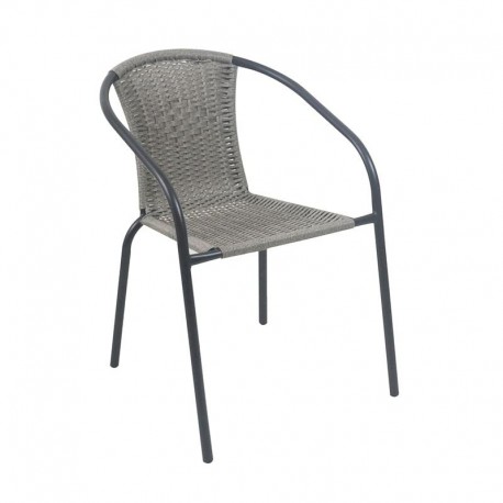 Ε2401,20 BALENO-W Πολυθρόνα Στοιβαζόμενη, Μέταλλο Βαφή Μαύρο, Wicker Mixed Grey