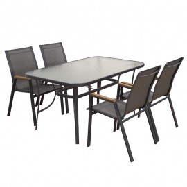 06-8085-5 SELBY SET ΤΡΑΠΕΖΑΡΙΑΣ 5ΤΜΧ ΑΝΘΡΑΚΙ 150Χ90εκ.