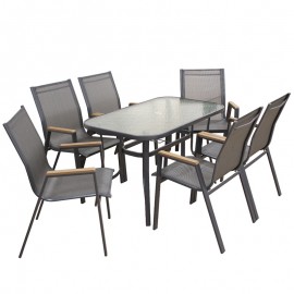 06-8085-2 SELBY SET ΤΡΑΠΕΖΑΡΙΑΣ 7ΤΜΧ ΑΝΘΡΑΚΙ 120Χ70εκ.