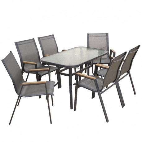 06-8085-2 SELBY SET ΤΡΑΠΕΖΑΡΙΑΣ 7ΤΜΧ ΑΝΘΡΑΚΙ 120Χ70εκ.