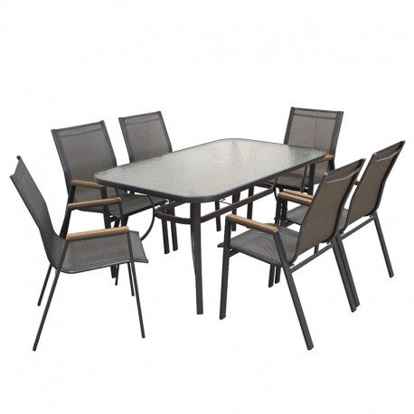 06-8085-4 SELBY SET ΤΡΑΠΕΖΑΡΙΑΣ 7ΤΜΧ ΑΝΘΡΑΚΙ 140Χ80εκ.