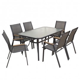 06-8085-6 SELBY SET ΤΡΑΠΕΖΑΡΙΑΣ 7ΤΜΧ ΑΝΘΡΑΚΙ 150Χ90εκ.