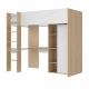 0101.GM96 Matis πολυμορφικό υπερυψωμένο κρεβάτι με σκάλα, γραφείο , βιβλιοθήκη & ντουλάπα 204x112x182εκ. Natural Chestnut / Λευκ