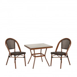 14990228 Σετ Τραπεζαρία Κήπου ArteLibre ANGOLA Μπαμπού Αλουμίνιο/Γυαλί Με 2 Καρέκλες 14990228 Καφέ/Φυσικό