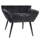 14770096 Πολυθρόνα ArteLibre TIVA Μαύρο Ύφασμα Σενίλ/Μέταλλο 84x78x77cm Μαύρο