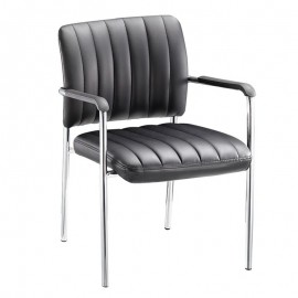 ΕΟ556,1 DENIM Πολυθρόνα Γραφείου Επισκέπτη Χρώμιο, Pu Μαύρο
