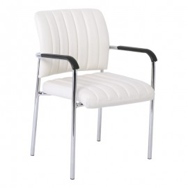 ΕΟ556,2 DENIM Πολυθρόνα Γραφείου Επισκέπτη Χρώμιο, Pu Άσπρο