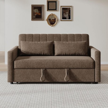 Ε998,3W TEMPO-W Καναπές - Κρεβάτι, Με ανάκλιση πλάτης, Ύφασμα Καφέ