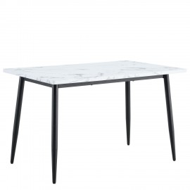 15380009 Τραπέζι Τραπεζαρίας ArteLibre IRWELL Λευκό Μάρμαρο/Μαύρο Μέταλλο/Μοριοσανίδα 120x80x75cm Μαύρο/Λευκό/Μάρμαρο