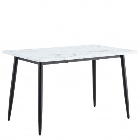 15380009 Τραπέζι Τραπεζαρίας ArteLibre IRWELL Λευκό Μάρμαρο/Μαύρο Μέταλλο/Μοριοσανίδα 120x80x75cm Μαύρο/Λευκό/Μάρμαρο