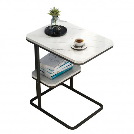 14370245 Τραπεζάκι Βοηθητικό ArteLibre ALAZANI Λευκό Με Όψη Μαρμάρου MDF/Μέταλλο 50x30x58cm Λευκό/Μάρμαρο