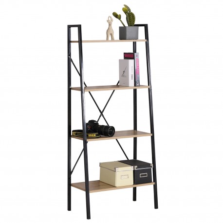 15340040 Ραφιέρα ArteLibre NORWYN Δρυς/Μαύρο Μοριοσανίδα/Μέταλλο 60x32.5x148cm Φυσικό/Μαύρο/Δρυς