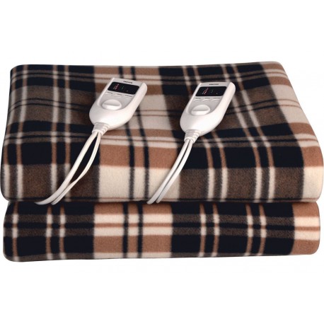 United Διπλή Ηλεκτρική Κουβέρτα Πλενόμενη με Χρονοδιακόπτη Καφέ 120W 140x160εκ.