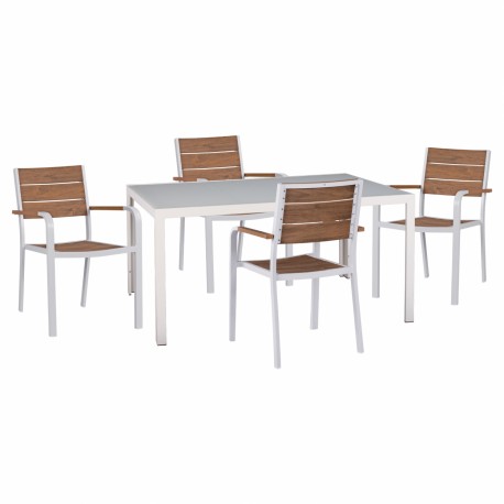 ΣΕΤ ΤΡΑΠΕΖΑΡΙΑΣ 5ΤΜΧ ΤΡΑΠ. 150Χ90 & ΠΟΛ/ΝΕΣ ΑΛΟΥΜΙΝΙΟΥ ΜΕ POLYWOOD ΛΕΥΚΕΣ HM11706.01