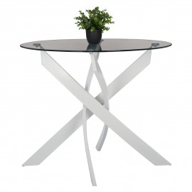 ΤΡΑΠΕΖΙ ΚΟΥΖΙΝΑΣ ΣΤΡΟΓΓΥΛΟ JAFARU HM8499.13 ΛΕΥΚΑ ΜΕΤΑΛ.ΠΟΔΙΑ Φ90x75Yεκ.