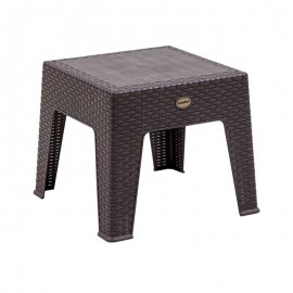 Ε355,4 RATTAN Τραπεζάκι Βοηθητικό - Ξαπλώστρας, Στοιβαζόμενο, PP-UV (Rattan Look) Καφέ