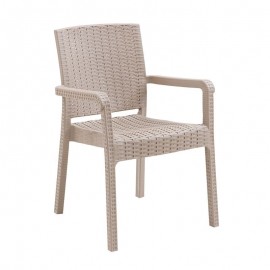 Ε3030,1 LORA Pro Πολυθρόνα Κήπου - Βεράντας Στοιβαζόμενη, PP-UV (Rattan Look) Cappuccino