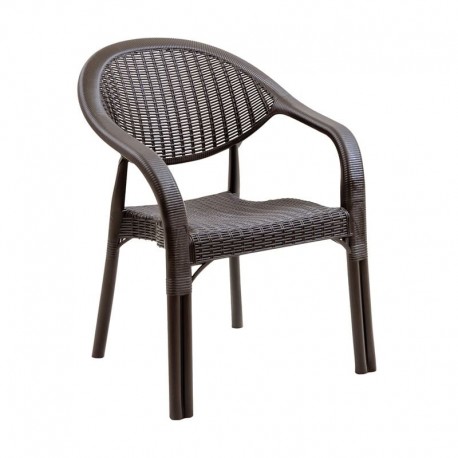 Ε3032,4 BAMBOO Pro Πολυθρόνα Κήπου - Βεράντας Στοιβαζόμενη, PP-UV (Rattan Look) Καφέ