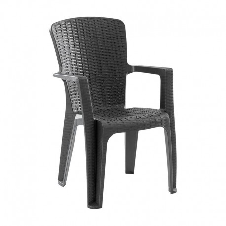 Ε3031,3 SIDE Πολυθρόνα Κήπου-Βεράντας Στοιβαζόμενη, (Rattan Look) PP-UV Απόχρωση Ανθρακί