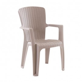 Ε3031,1 SIDE Πολυθρόνα Κήπου-Βεράντας Στοιβαζόμενη, (Rattan Look) PP-UV Απόχρωση Cappuccino