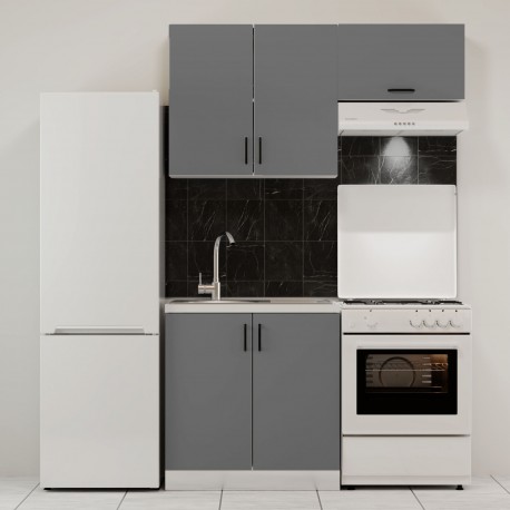 GR-MOD140AN Κουζίνα Modest Σετ 3 Κουτιών Ανθρακί Άνω Κουτιά 140cm Κάτω 80cm