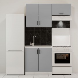 GR-MOD140GR Κουζίνα Modest Σετ 3 Κουτιών Γκρι Άνω Κουτιά 140cm Κάτω 80cm