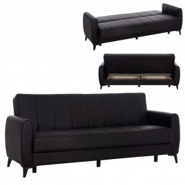 ΚΑΝΑΠΕΣ ΚΡΕΒΑΤΙ ΜΕ ΑΠΟΘ.ΧΩΡΟ TΡΙΘΕΣΙΟΣ NIKKO HM3292.11 ΜΑΥΡΟ PU 207x80x82Υεκ.